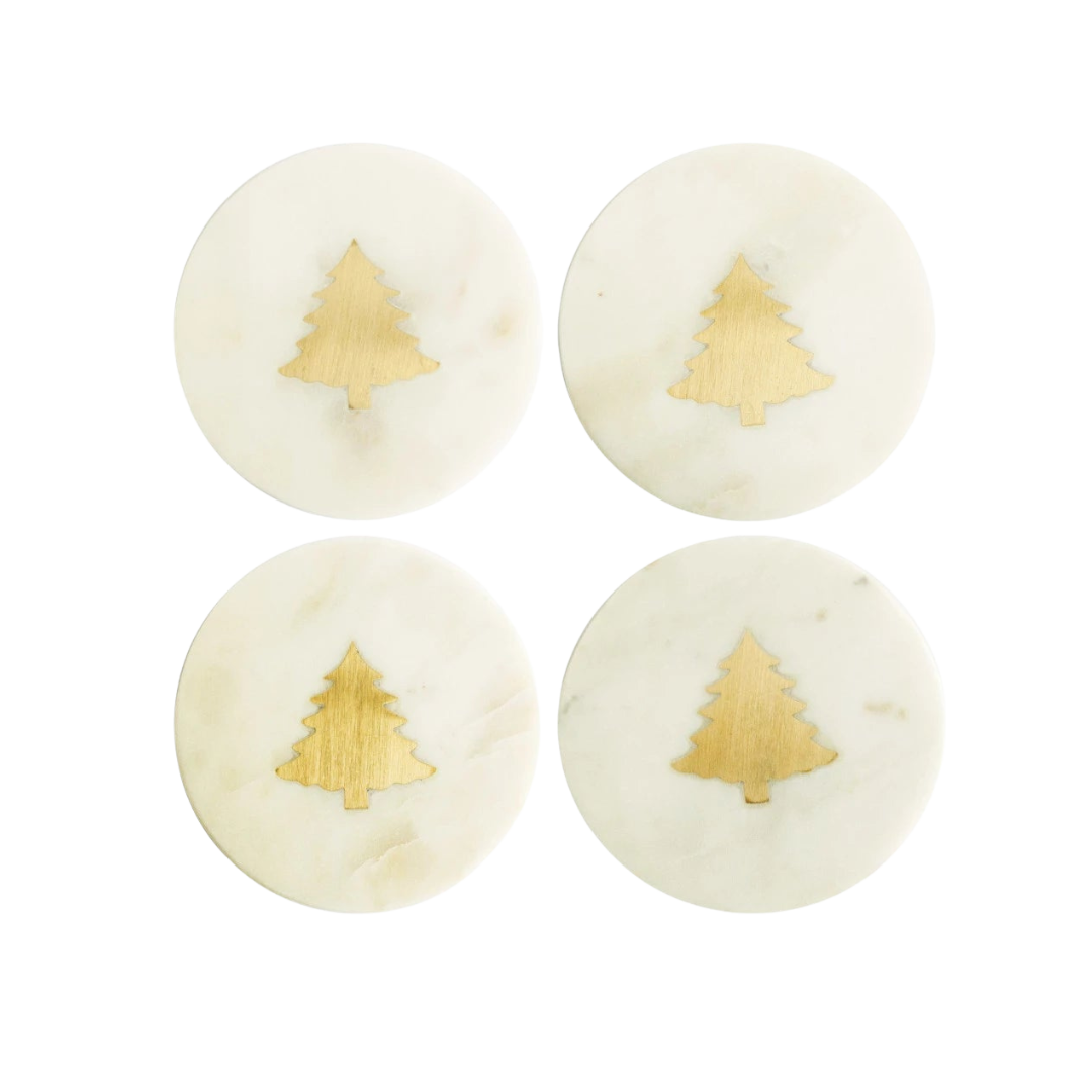 Marble Coaster with Brass Tree