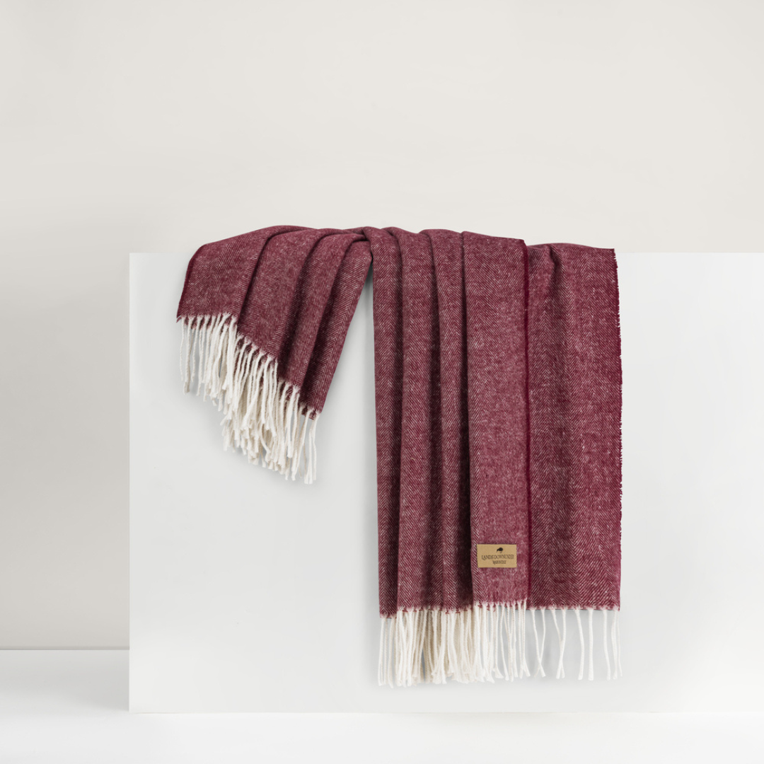 Italian Herringbone Throw Cranberry