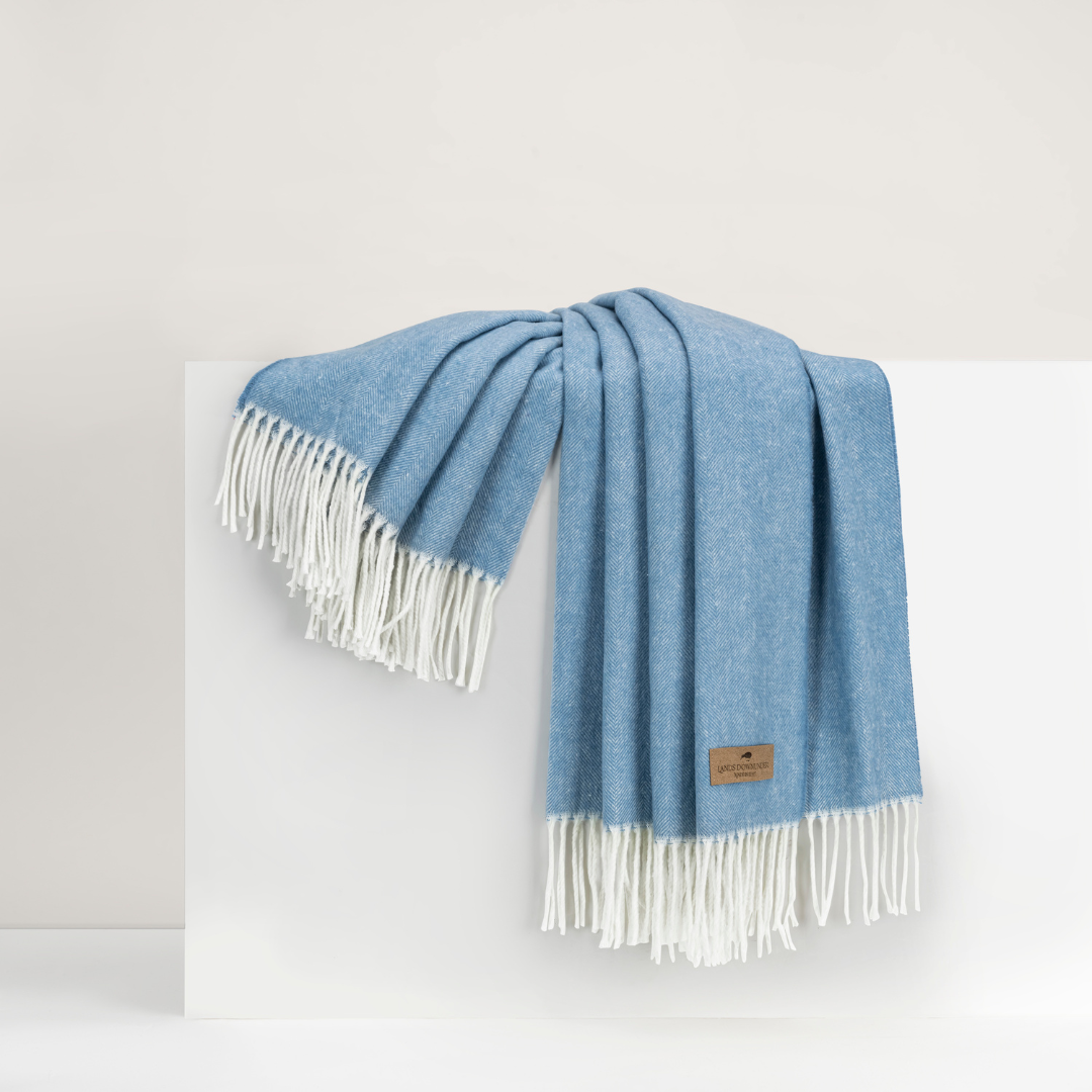 Italian Herringbone Throw Chambray