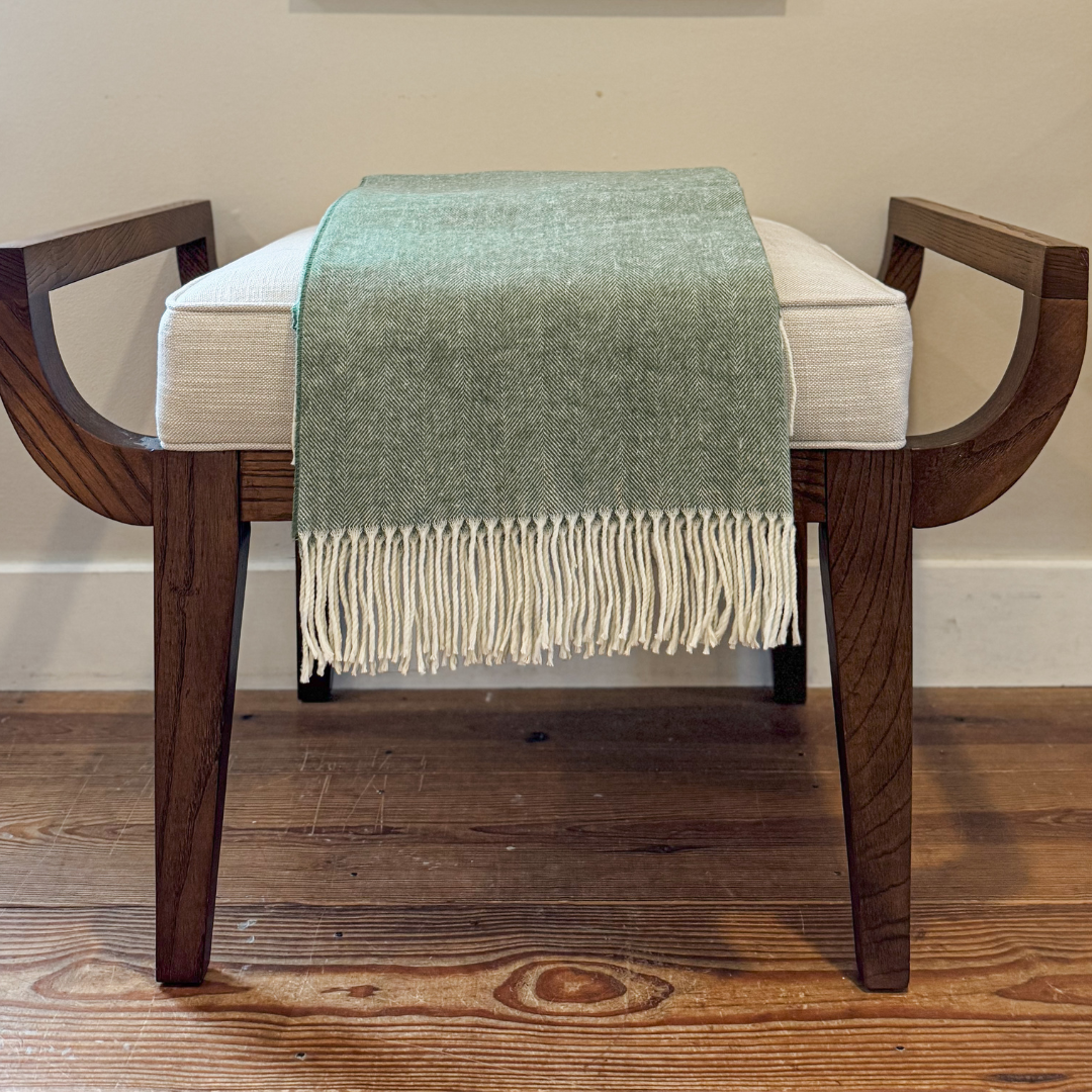 Italian Herringbone Throw Olive